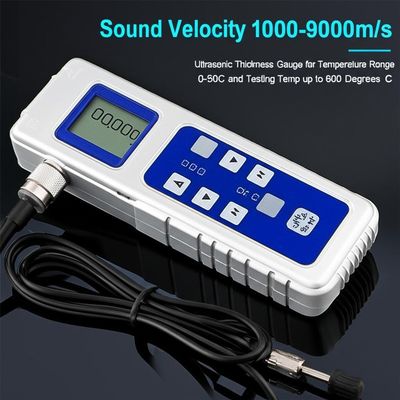 Sıcaklık Aralığı 0-50C, Ölçüm Aralığı 0.75mm - 300mm ve Test Derinliği 120mm olan Ultrasonik Kalınlık Ölçer